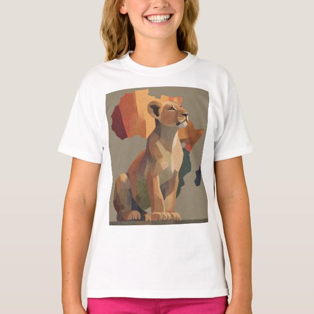 Camiseta Mapas geométricos de mosaicos com mapa de África e (Frente)