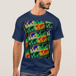 Camiseta Mapas mundiais de cores pop