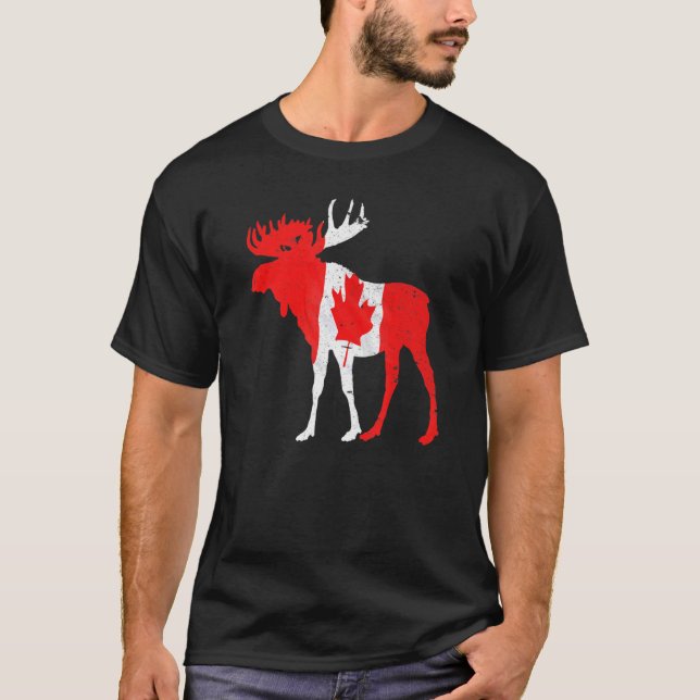 Camiseta Mapeou Leaf Animal Canadian Flag Canadá (Frente)