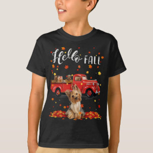 Camiseta Mapkshire Terrier Dog Leaf Fall Autumn Red T
