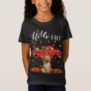Camiseta Mapkshire Terrier Dog Leaf Fall Autumn Red T