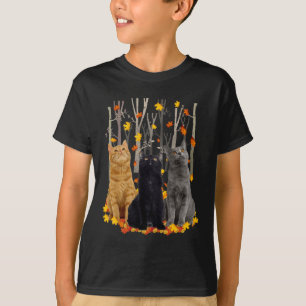 Camiseta Maple Cat Leaf Fall Hello Autumn Fun Gatinho