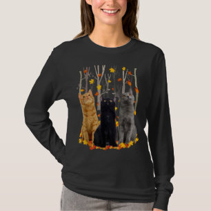Camiseta Maple Cat Leaf Fall Hello Autumn Funny Gatinho