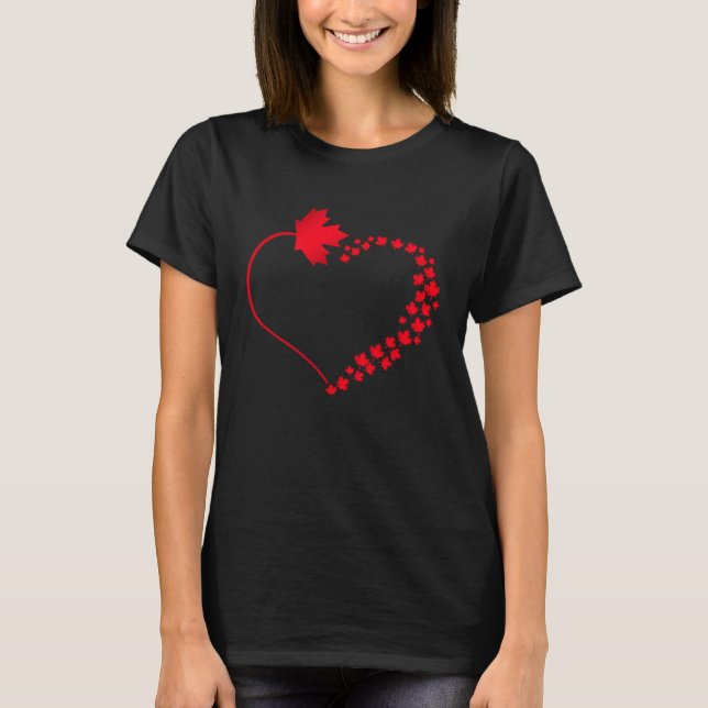 Camiseta Maple Leaf Heart Canada Pride Vacation Viagem Cana (Frente)
