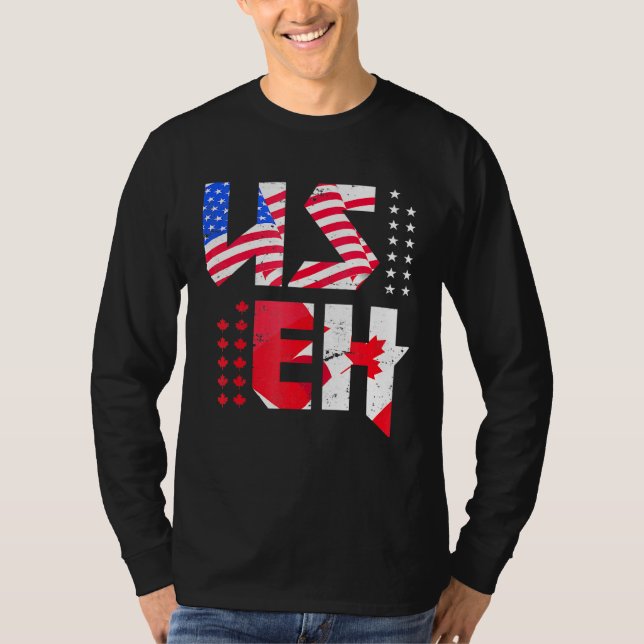 Camiseta Maple Leaf U Flag Canadian American Pride Useh Ca (Frente)