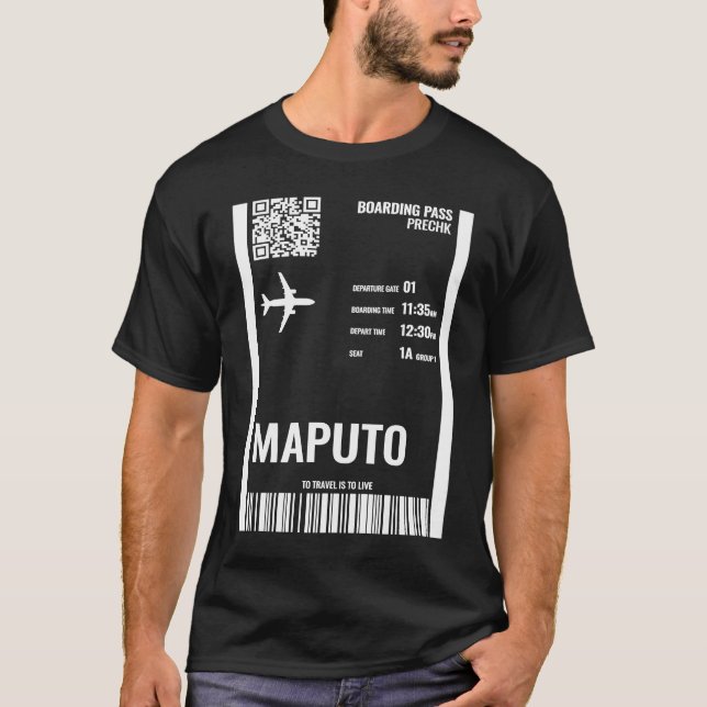 Camiseta Maputo: Bilhete de Passagem de Embarque (Frente)