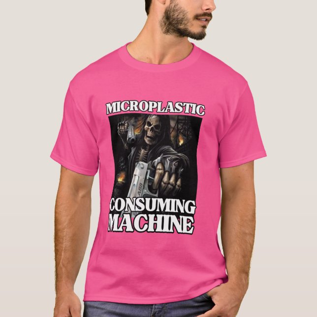 Camiseta Máquina Consumidora Microplástica Duro Engraçado S (Frente)