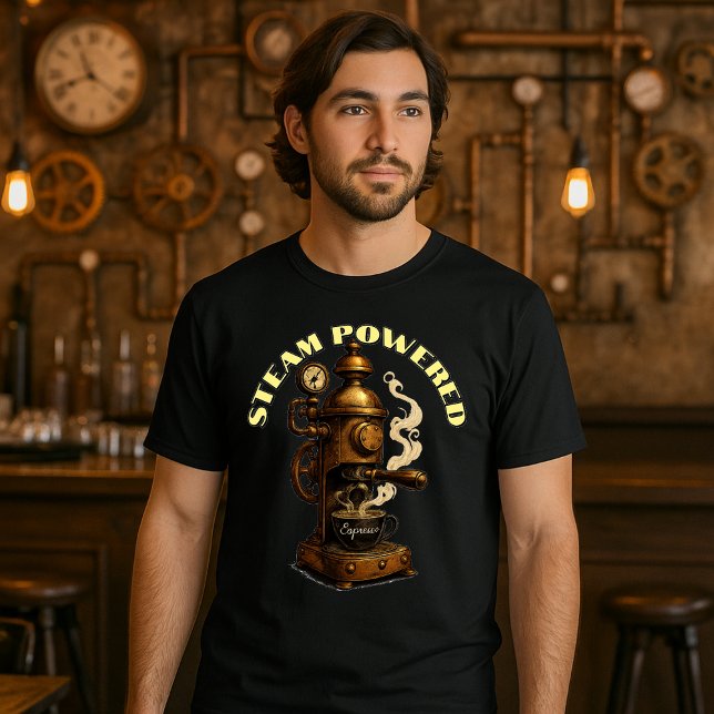 Camiseta Máquina de café Espresso Steampunk Modelo (Criador carregado)