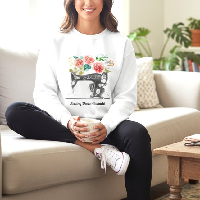 Camiseta Máquina de costura preta Stitting Seamstress (Criador carregado)