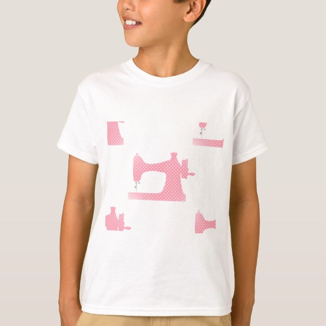 Camiseta máquina de costura rosa (Frente)