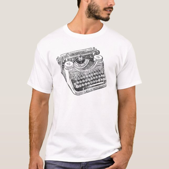 Camiseta Máquina de escrever afligida Underwood do vintage (Frente)