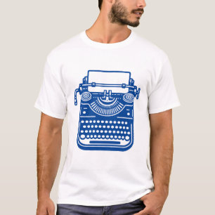 Camiseta Máquina de Escrever Vintage - Azul Escuro