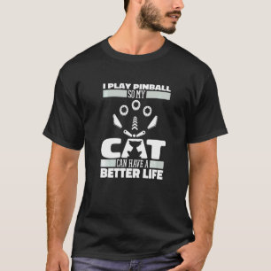 Camiseta Máquina de Fliperama Gato de Pinball Antiga Broche
