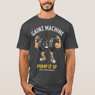 Camiseta Máquina de Ganhos Bombeie o Humor Dumbbell Workout