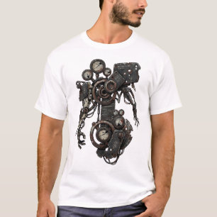 Camiseta Máquina Profana Ilustração Mecânica Sombria