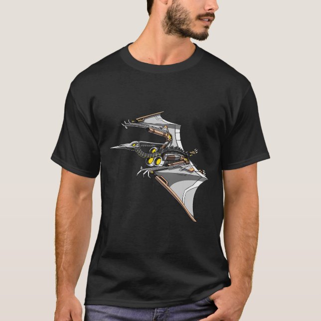 Camiseta Máquina Robô Pterodáctilo Dinossauro Monstro Ave (Frente)