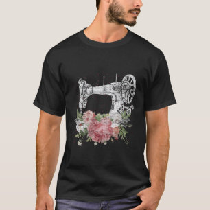 Camiseta Máquinas De Costurar Artesanatos De Encaixar Flore