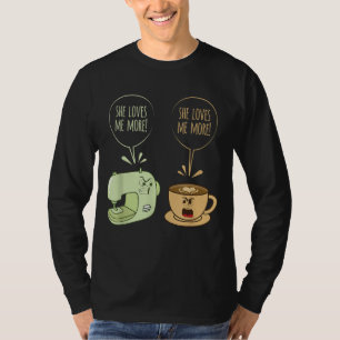Camiseta Máquinas De Costurar Café Moinhos Engraçados Colag