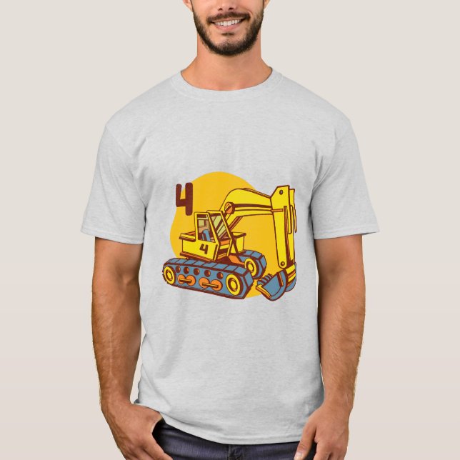 Camiseta Máquinas De Escavar Amarelo-Cento (Frente)