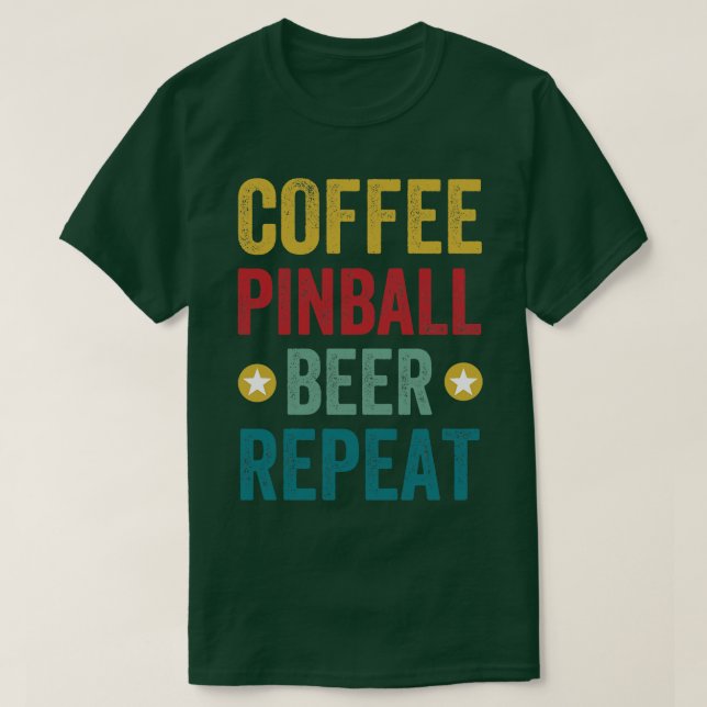 Camiseta Máquinas de repetição de cervejas de café Pinball  (Frente do Design)