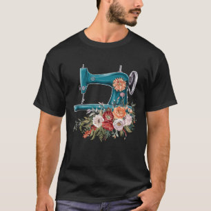 Camiseta Máquinas De Serrar Floral Flor Sew-T-Shirt