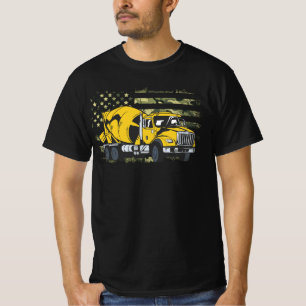 Camiseta Maquinista de Caminhão Cement Mixer Camouflage Ame