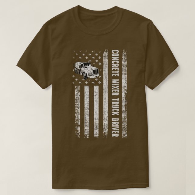 Camiseta Maquinista de Concreto Patriótico Ameri (Frente do Design)