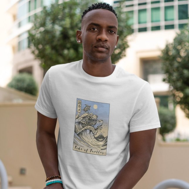 Camiseta Mar de Ondas de Tartaruga Japonês (Criador carregado)