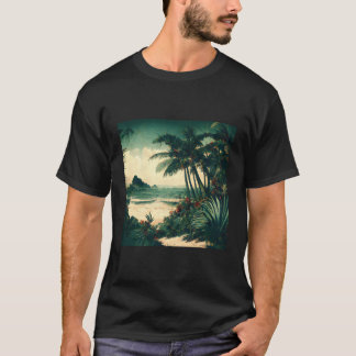 Camiseta Mar Tropical Palma de Palma Árvore Oceânica Onda N
