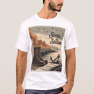 Camiseta Mar, Vintage, Design de Queda Náutica
