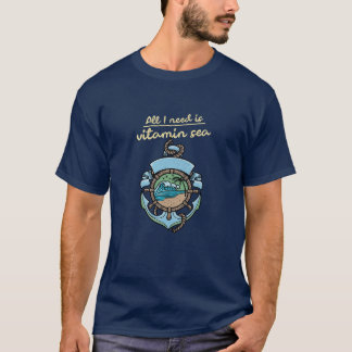 Camiseta Mar Vitaminico Âncora Náutica Onda Citação Praia O