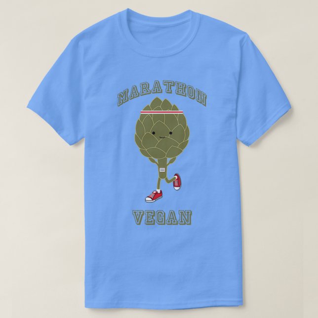 Camiseta Marathon Vegan retro executando alcachofra (Frente do Design)