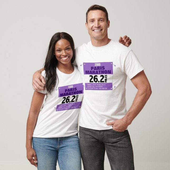 Camiseta Maratona de Paris, 26,2 Milhas Personalizada (Unissex)
