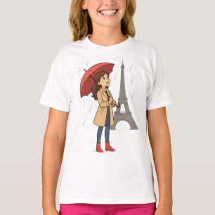 Camiseta Maravilha Parisiense" – Moça com guarda-chuva sob 