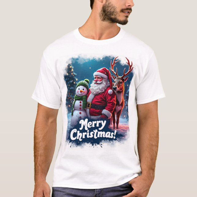 Camiseta Maravilhas de Natal alegres (Frente)