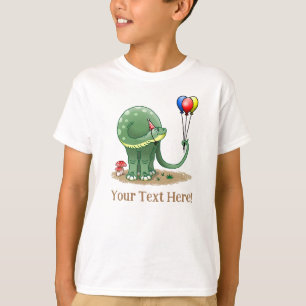 Camiseta Maravilhoso Dinossauro Segurando os Balões de Aniv