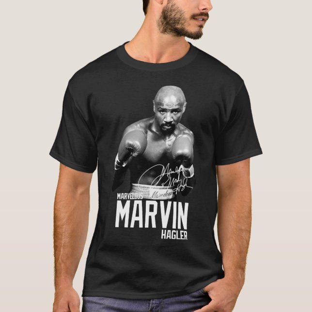 Camiseta Maravilhoso Marvin Hagler Boxing Legenda Assinatur (Frente)