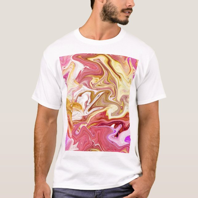Camiseta Marble Magic: Design abstrato colorido (Frente)