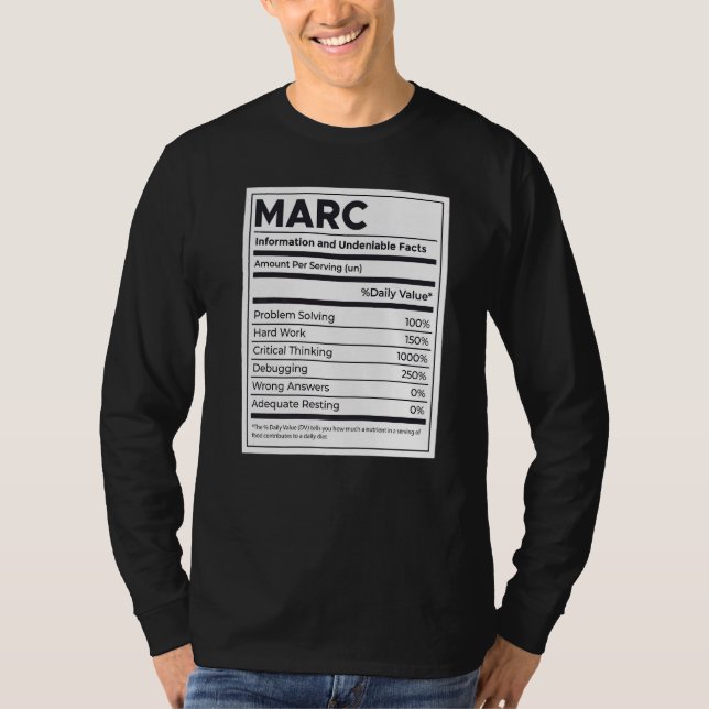 Camiseta Marc Nutrition Information Problem Resolvendo Duro (Frente)