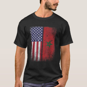 Camiseta Marca Americana Marroquina Bandeira Marrocos Améri