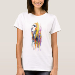 Camiseta Marca Artista de Maqueamento da Face de Aquarela