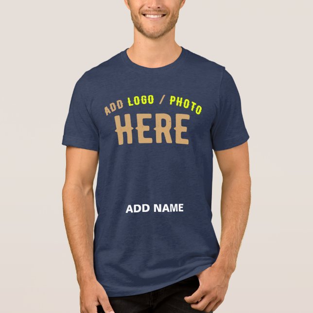 CAMISETA MARCA AZUL DE MARINHO SÓLIDO MODERNO PERSONALIZÁVE (Frente)