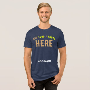 CAMISETA MARCA AZUL DE MARINHO SÓLIDO MODERNO PERSONALIZÁVE