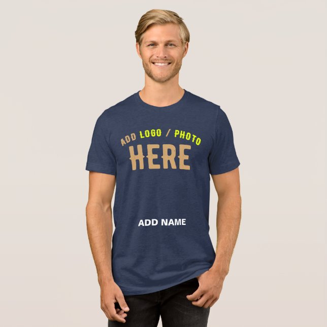 CAMISETA MARCA AZUL DE MARINHO SÓLIDO MODERNO PERSONALIZÁVE (Frente Completa)