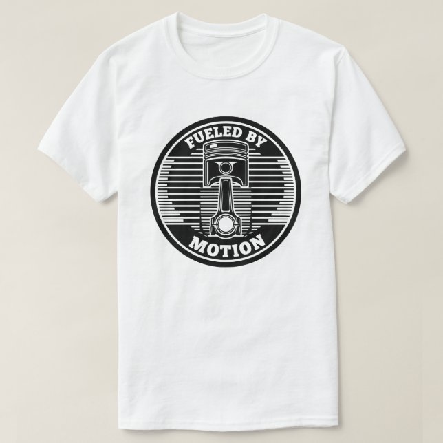 Camiseta Marca Circular de Pistão Cinético Mecânico (Frente do Design)