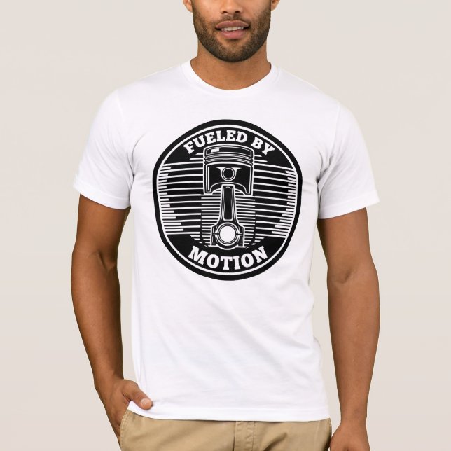 Camiseta Marca Circular de Pistão Cinético Mecânico (Frente)