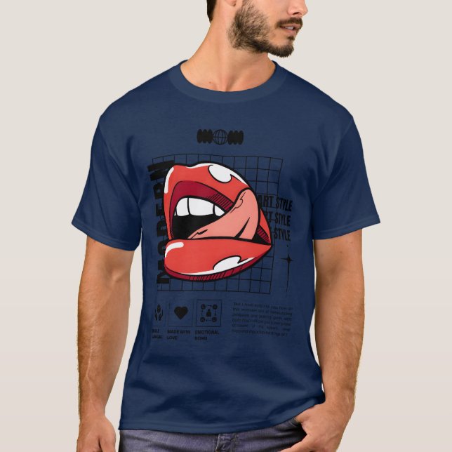 Camiseta Marca de batom impressão de lábios de arte moderna (Frente)