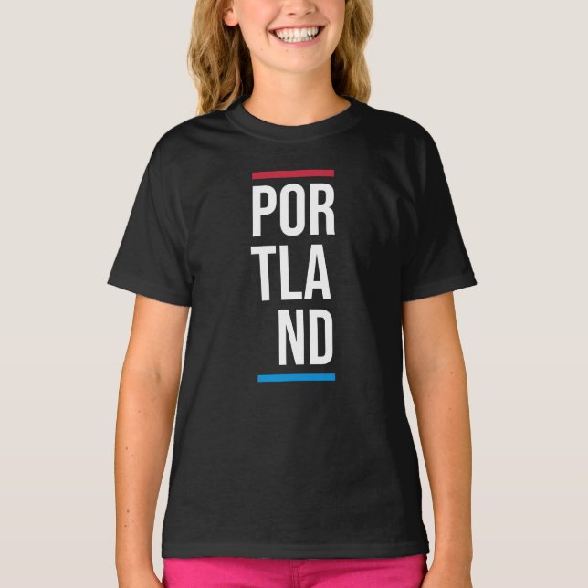 Camiseta Marca Vertical da Cidade Portland EUA (Frente)