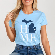 Marcador de Coração da Cidade de Michigan Azul Mar