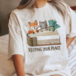 Camiseta Marcadores de Livro de Animais Fofos Lendo